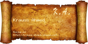 Krauss Ahmed névjegykártya